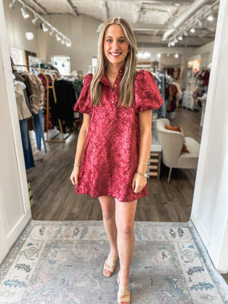 The Burgundy Evangeline Grace Mini Dress