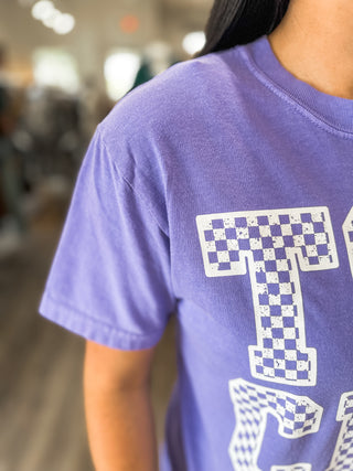 Violet Checker Touchdown Tee