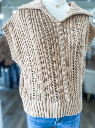 Taupe Everyday Neutral Crochet Top