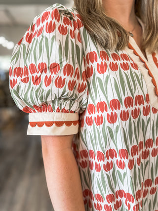 Tulip Grove Scallop Trim Mini Dress