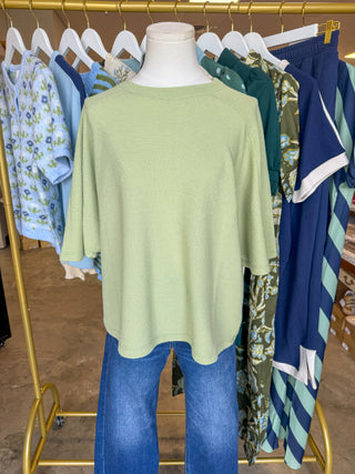 Desert Sage Cloudy Knit 3/4 Sleeve Top