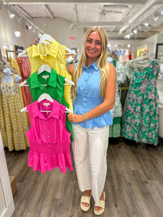 Green Sweet Scalloped Peplum Top