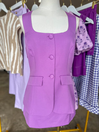 Lavendar Game Day Glam Crepe Sleeveless Romper Dress