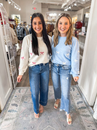 Ivory/Pink Sweetest Thing Bow Sweater