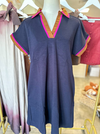 Navy Off Duty Club Mini Dress