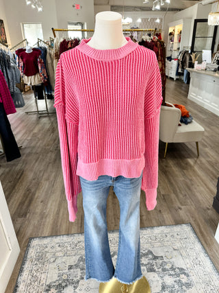 Pink Subtle Stitch Sweater Top