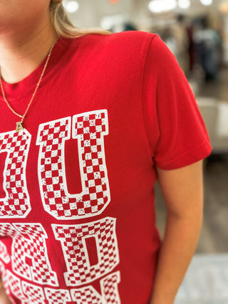 Red Checker Touchdown Tee