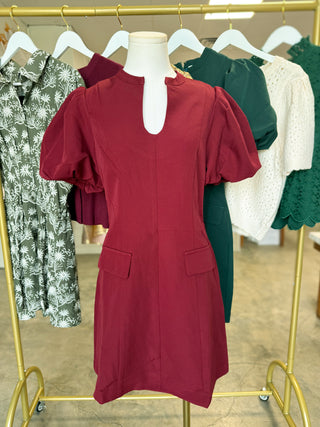 The Garnet Annie Puff Sleeve Mini Dress