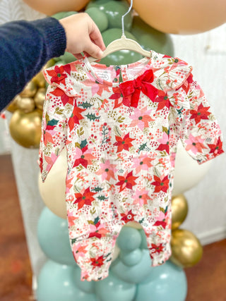 Poinsettia Gauze Romper