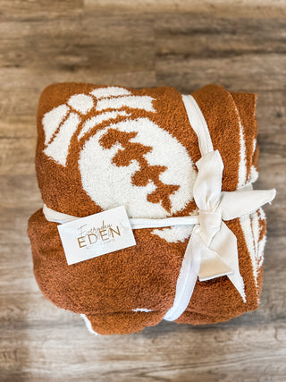 Super Soft Football Bow Print Blanket