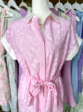 Light Pink Collared Airy As a Feather Midi Dress