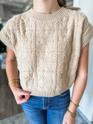 Beige Daisy Dreams Knit Sweater Top