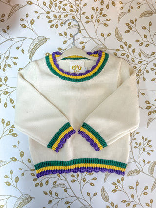 Children's Mardi Gras Layered Trim Sweater