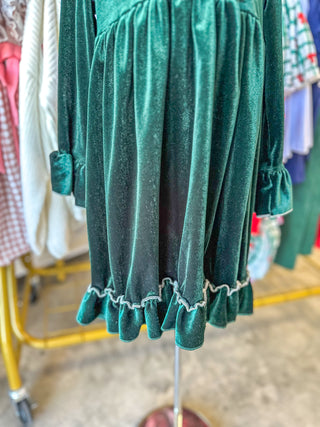 A Classic Christmas Embroidered Velvet Dress