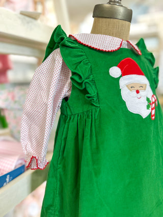 Santa Applique Corduroy Dress & Bloomer Set
