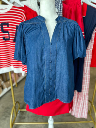 Dark Denim Blue Jean Baby Short Sleeve Top
