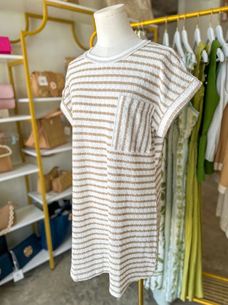 Khaki Everyday Ease Striped Casual Mini Dress