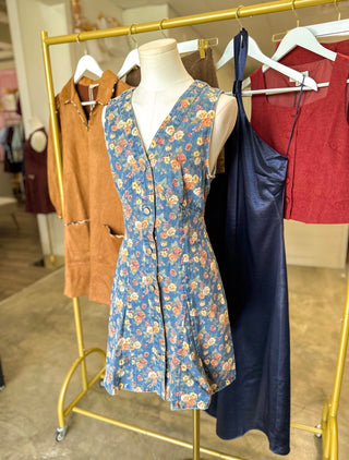The Poppy Floral Denim Mini Dress
