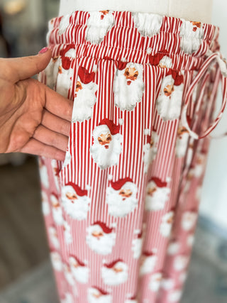 Red Unisex Vintage Santa Pajama Pants