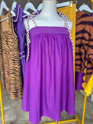 Purple Winning Season Tie Shoulder Mini Dress