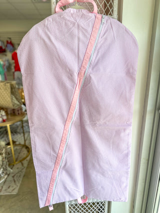 Pink Seersucker Hanging Garment Bag