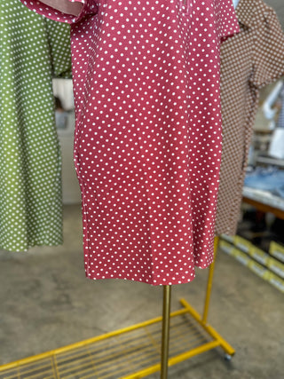 Brick Go-To Polka Dot Half Zip Mini Dress