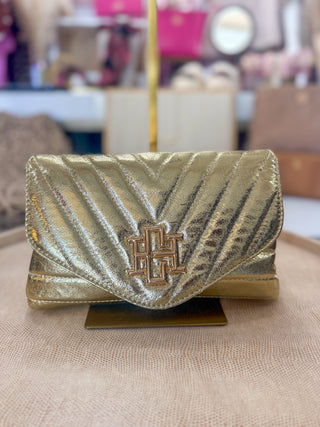 Glimmer Gold Brandy Crossbody | Caroline Hill
