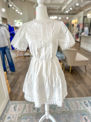 Off White Intricate Lace Mini Dress