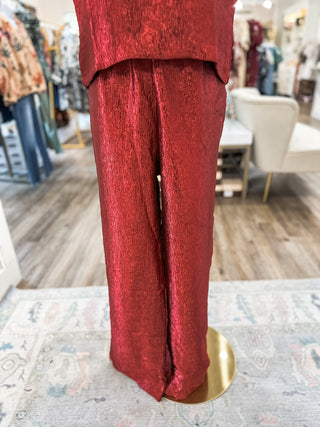 Burgundy Textured Holiday Spirit Pants Set