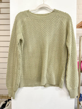 Sage Chevron Detail Knit Sweater