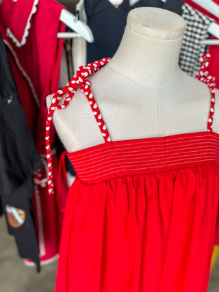 Red Winning Season Tie Shoulder Mini Dress