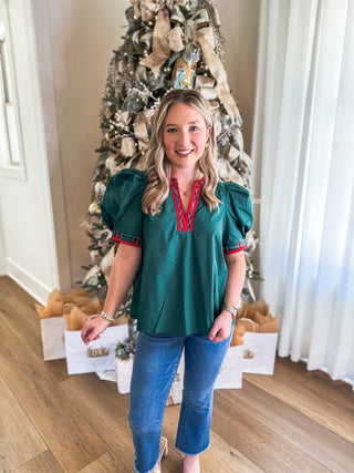 Green Festive Flair Top
