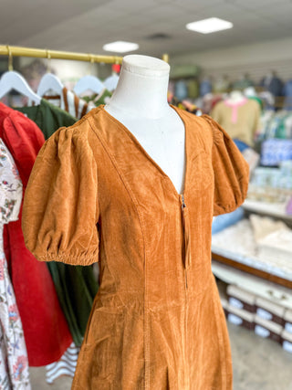 Camel Autumn Ember Zip Mini Dress