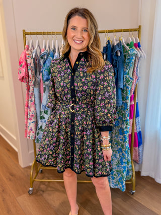 Black Floral Made for Everything Belted Mini Dress