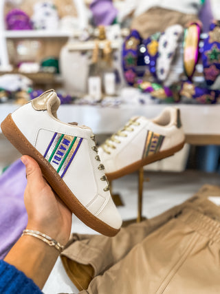 Mardi Gras Fun White Festive Sneakers