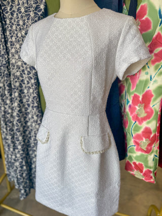The Pearl Detail Tweed Mini Dress