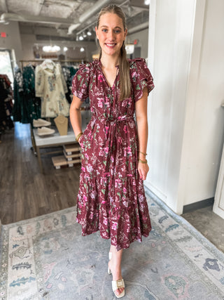 Burgundy Fall Fling MIDI Dress