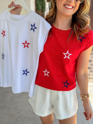 The Red Star-Spangled Sweetheart Knit Sweater Top