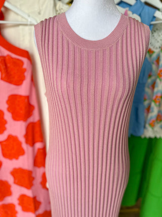 Pink All My Love Ribbed Midi Dress