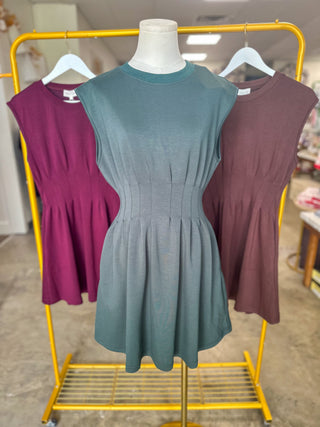Forest Green Weekend Win Pleated Mini Dress