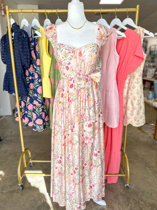Sweet Peach Petals Midi Dress