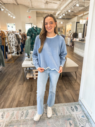 Blue/Cream Everyday Edge Sweater