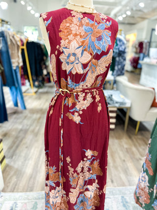 Burgundy Wild Iris Midi Dress