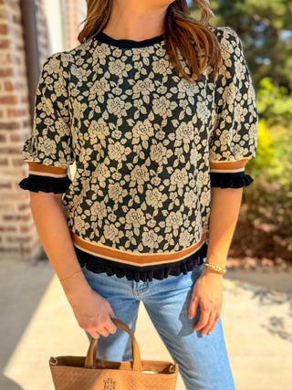 Midnight Garden Ruffle Night Top