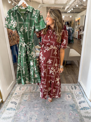 Red Chateau Nights Midi Dress