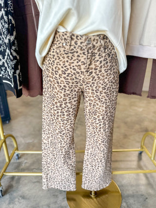 Leopard Evelyn Mid Rise Ankle Slim Straight Denim Jeans