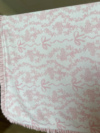 Pink Bow Toile Baby Blanket