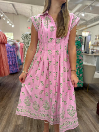 Pink Lovely Little Petals Midi Dress