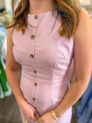Lilac Perfectly Tailored Button Down Mini Dress