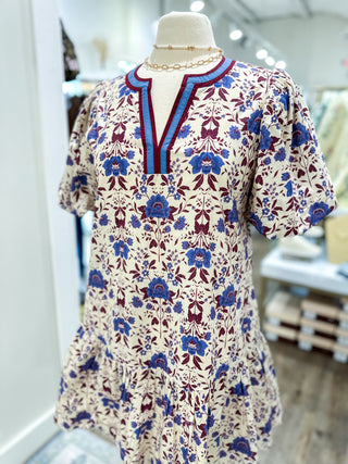 Ecru Poppy Picinic Floral Mini Dress